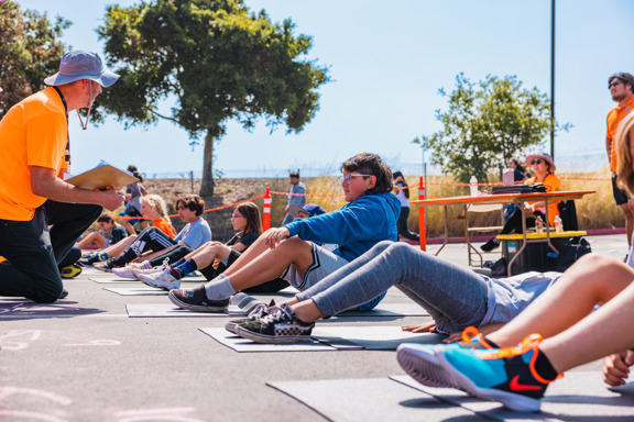 Students doing sit ups