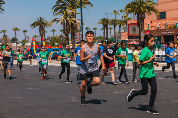 Students running a mile